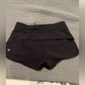 Black Lululemon Speed Up Shorts, Size 4